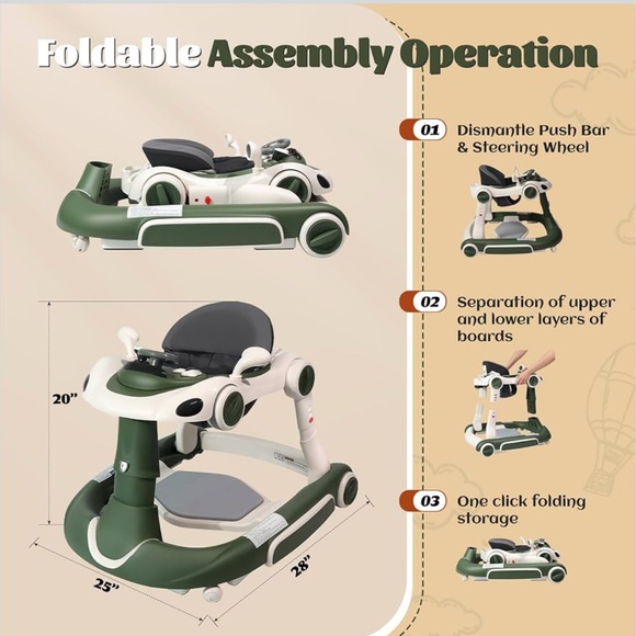 BNIB Green and White Baby Walker with Music - Picture 5 of 6